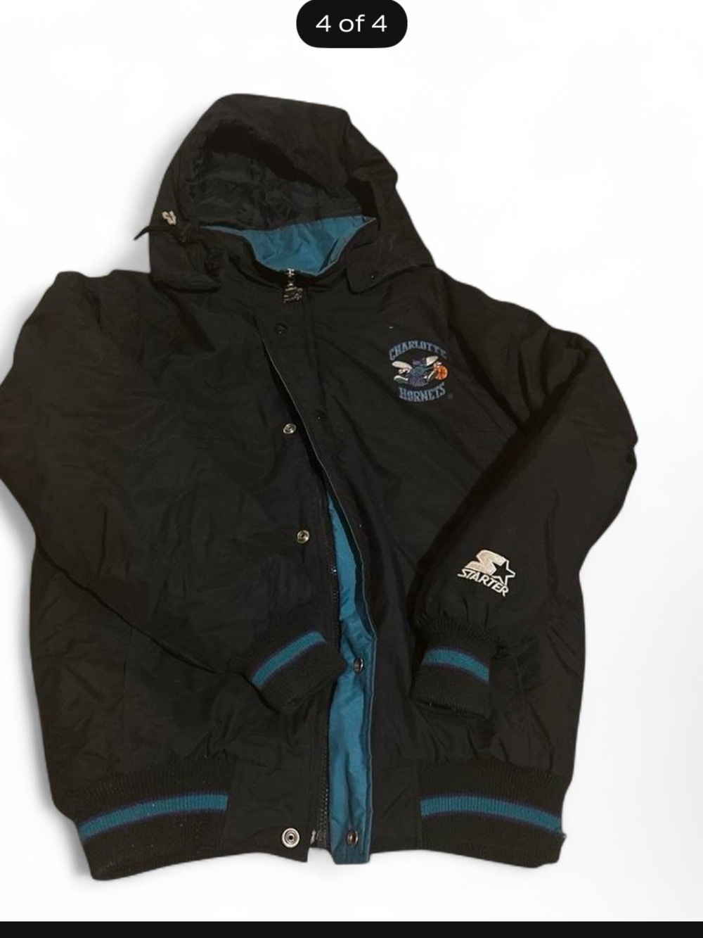NBA Black Hooded Bomber Jacket with Teal Accents